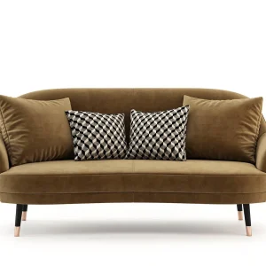 Brown Curved Style Two Seater Sofa
